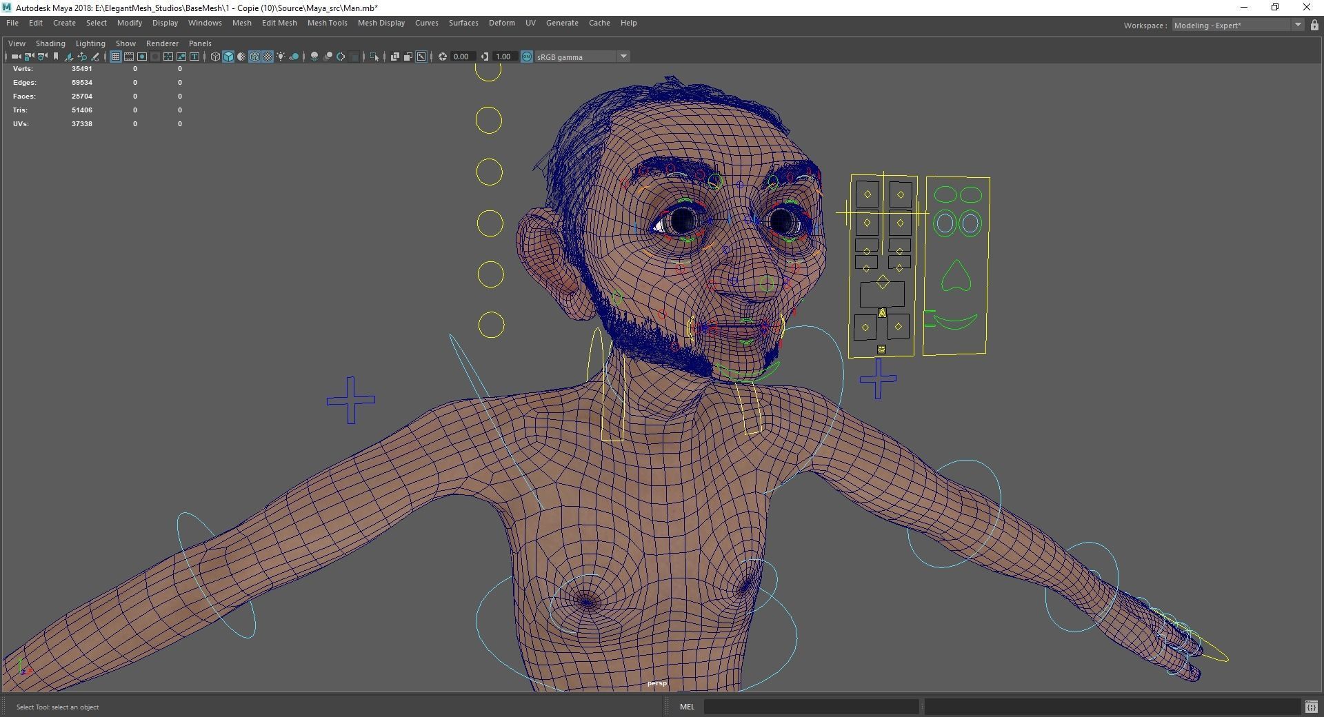 Old Man grandfather stylized Male cartoon Low-poly 3D model_24