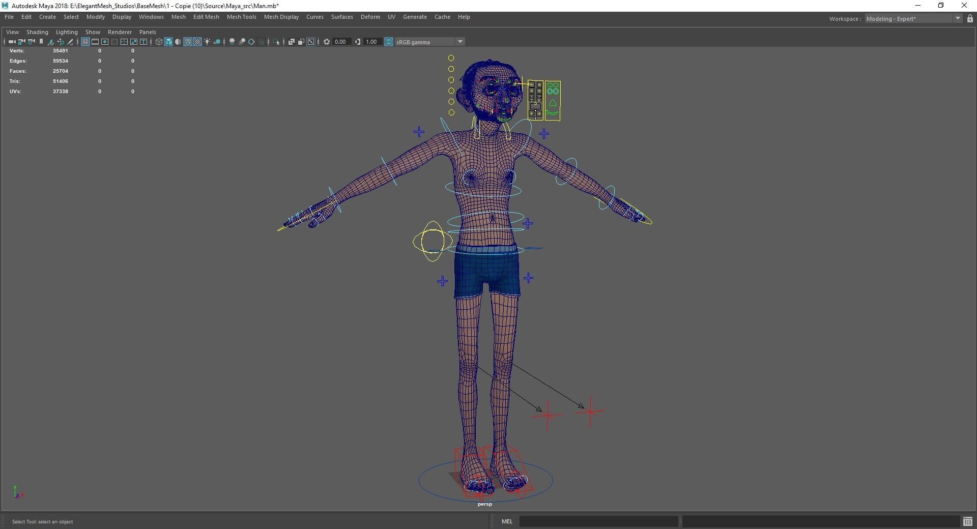 Old Man grandfather stylized Male cartoon Low-poly 3D model_25