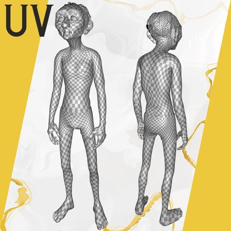 Old Man grandfather stylized Male cartoon Low-poly 3D model_38