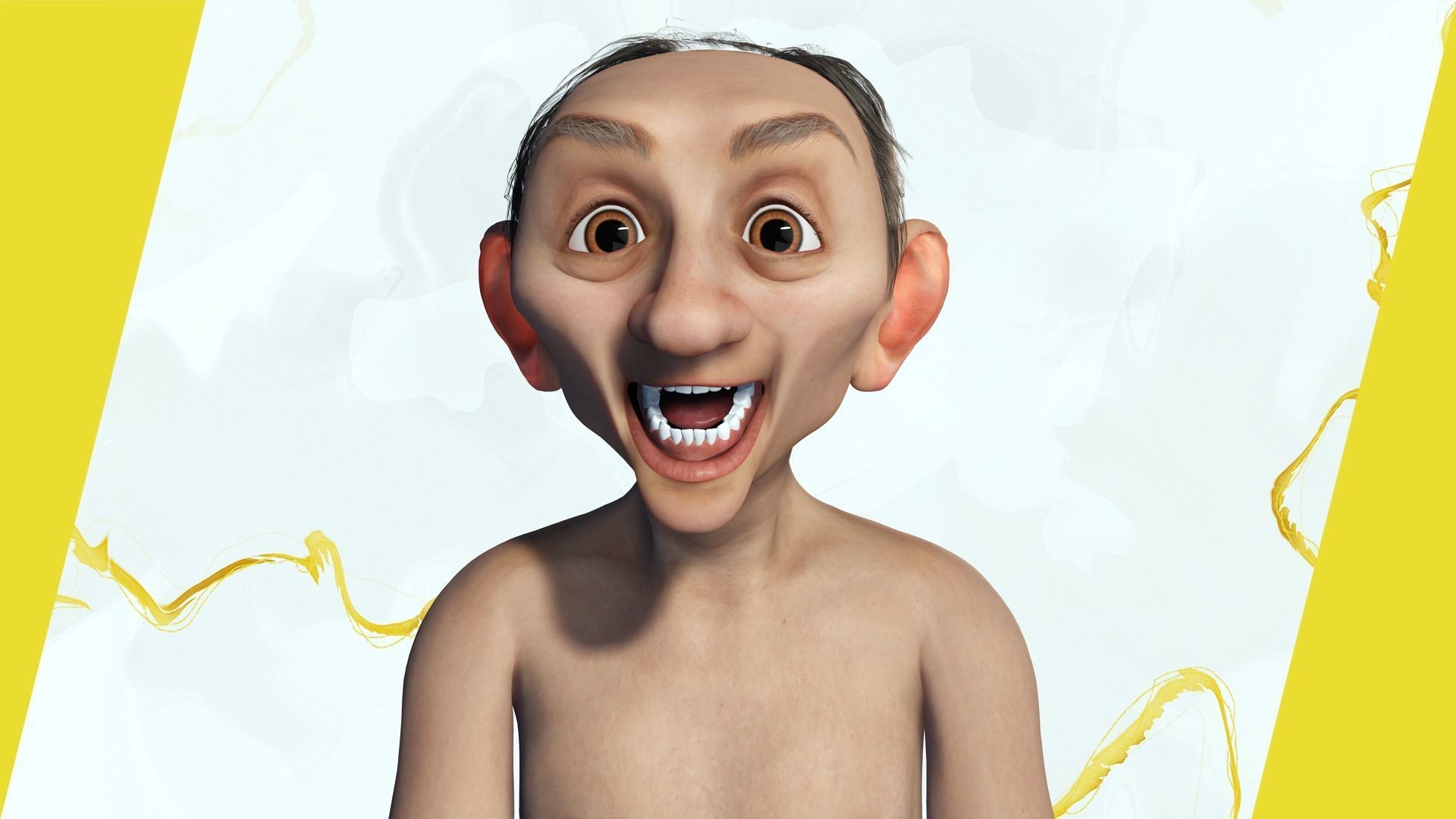 Old Man grandfather stylized Male cartoon Low-poly 3D model_17