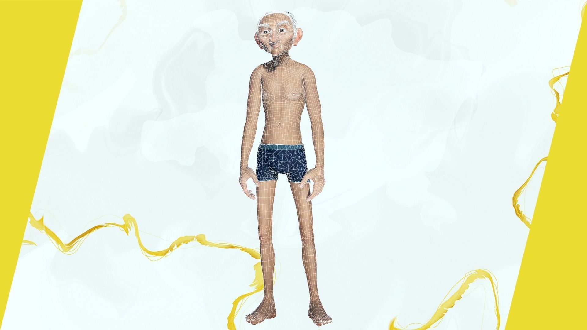 Old Man grandfather stylized Male cartoon Low-poly 3D model_36