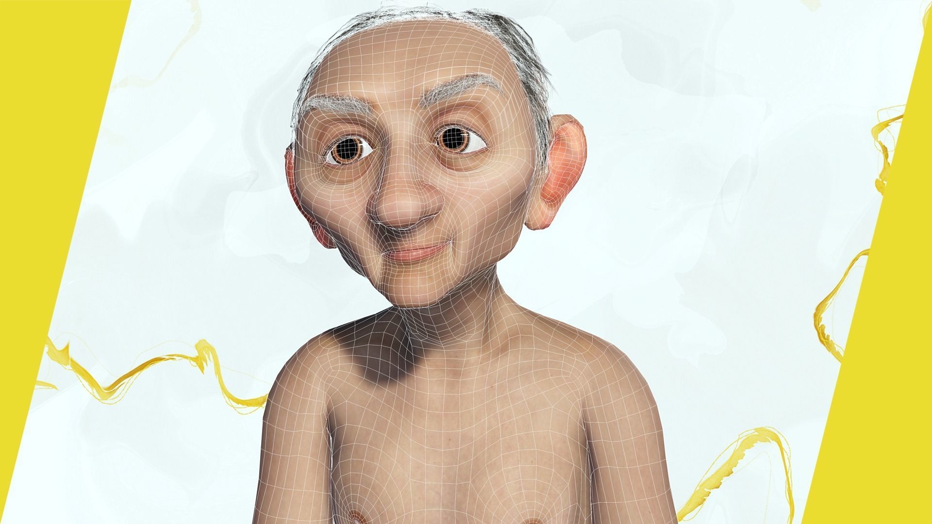 Old Man grandfather stylized Male cartoon Low-poly 3D model_37