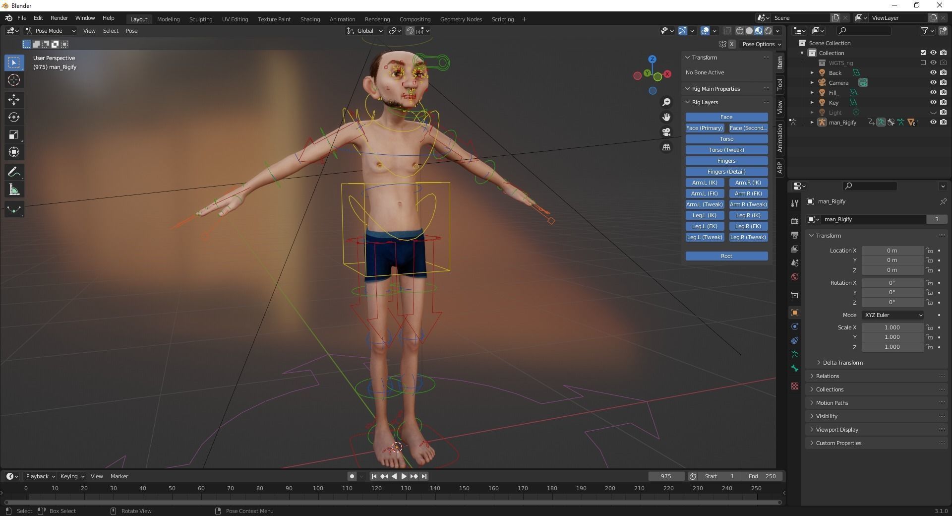 Old Man grandfather stylized Male cartoon Low-poly 3D model_21