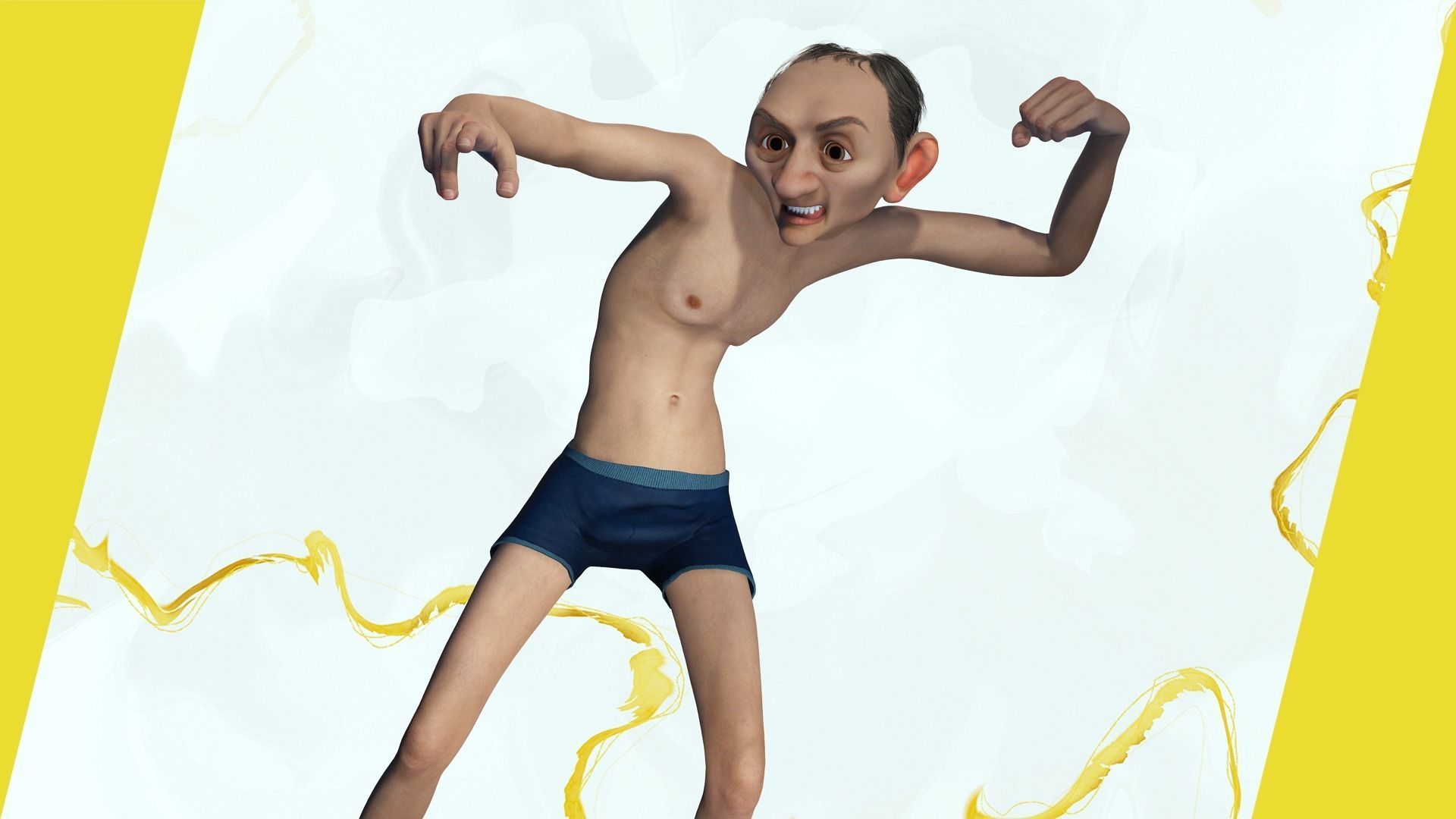 Old Man grandfather stylized Male cartoon Low-poly 3D model_9