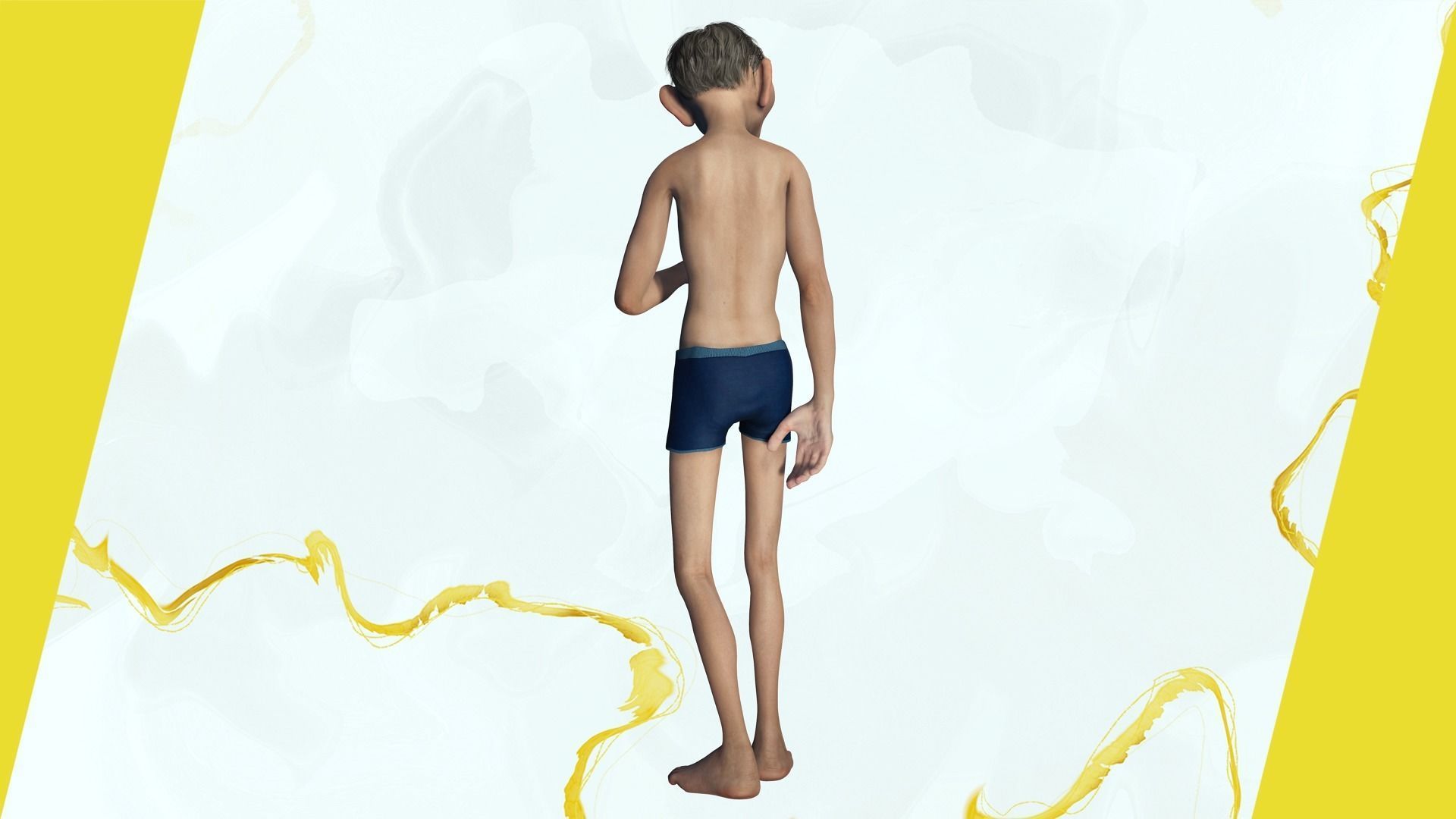 Old Man grandfather stylized Male cartoon Low-poly 3D model_11