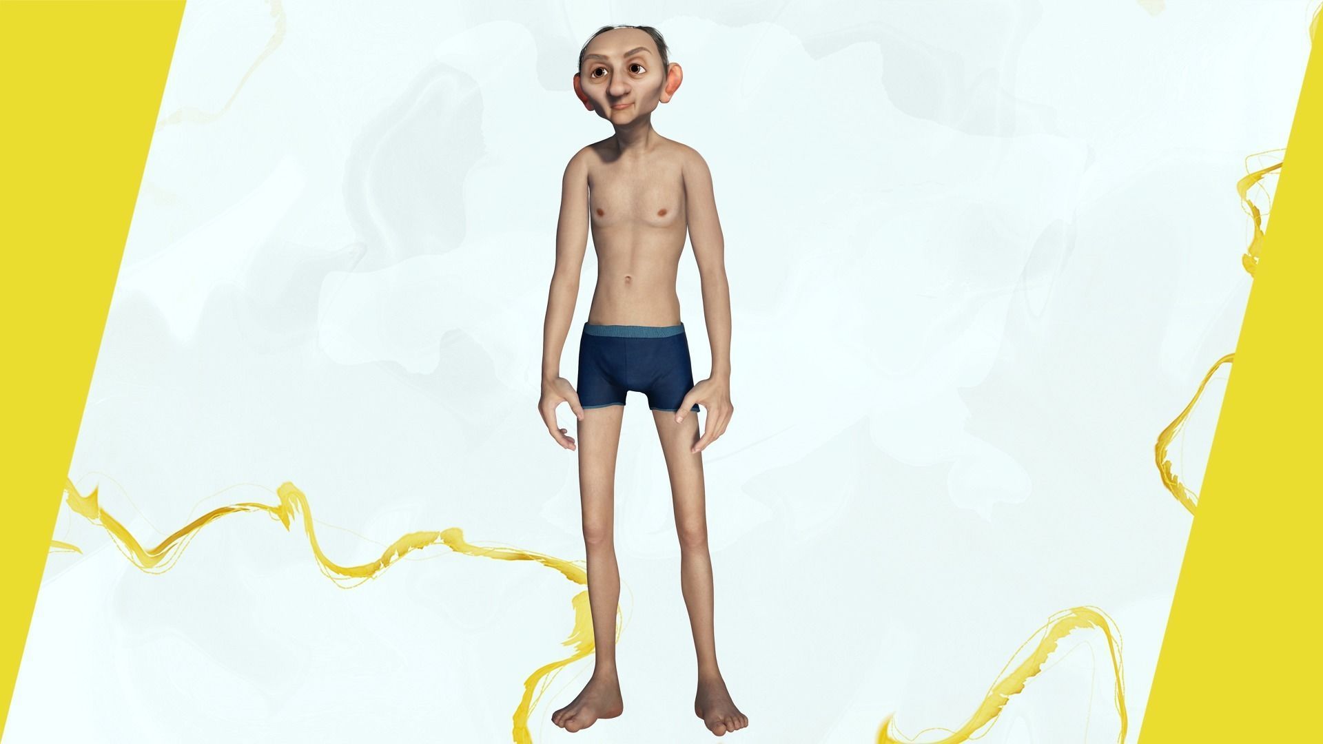 Old Man grandfather stylized Male cartoon Low-poly 3D model_4