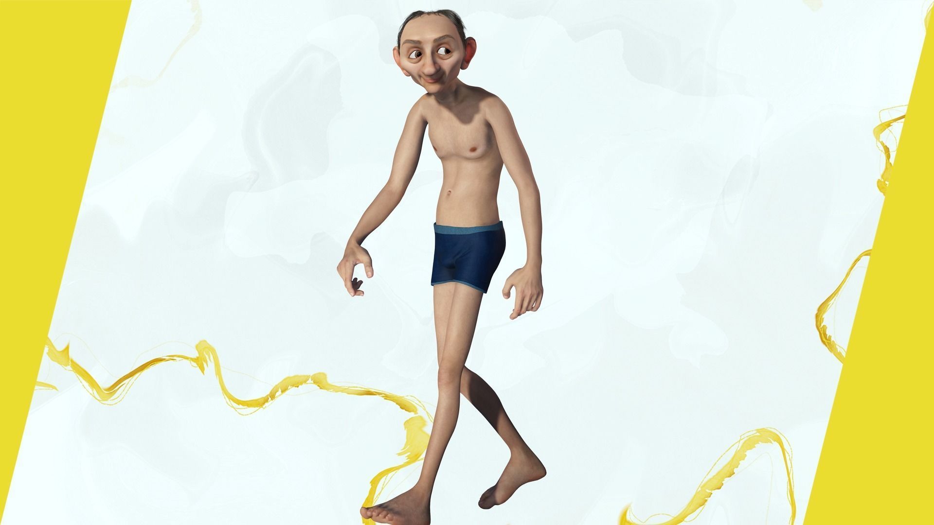 Old Man grandfather stylized Male cartoon Low-poly 3D model_2