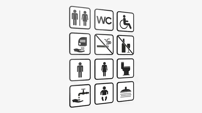 Public Spaces Warning Square Sign Set