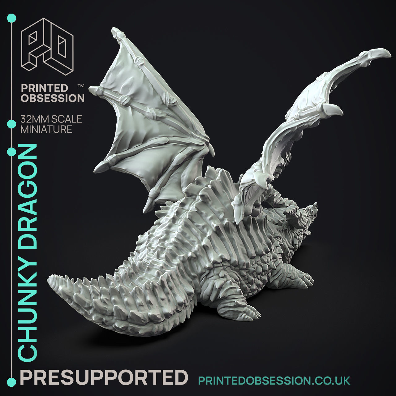 Fat Dragon - 3D Printable TTRPG - PRESUPPORTED - 32mm Scale 3D print model_5