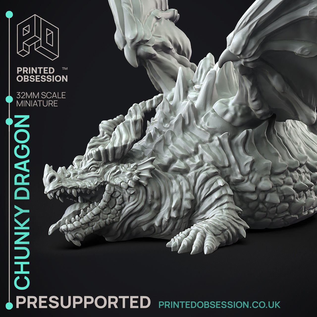 Fat Dragon - 3D Printable TTRPG - PRESUPPORTED - 32mm Scale 3D print model_10