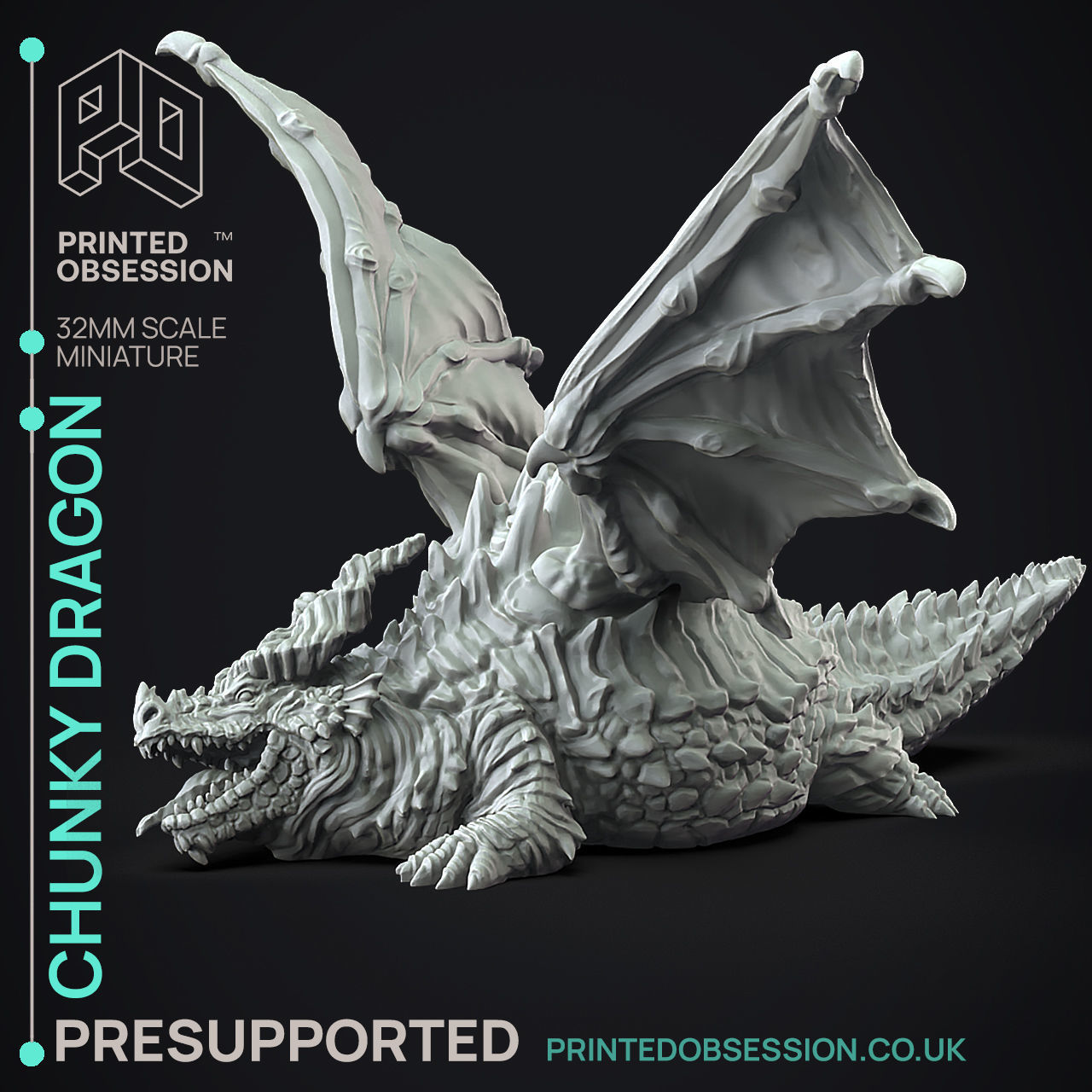 Fat Dragon - 3D Printable TTRPG - PRESUPPORTED - 32mm Scale 3D print model_9