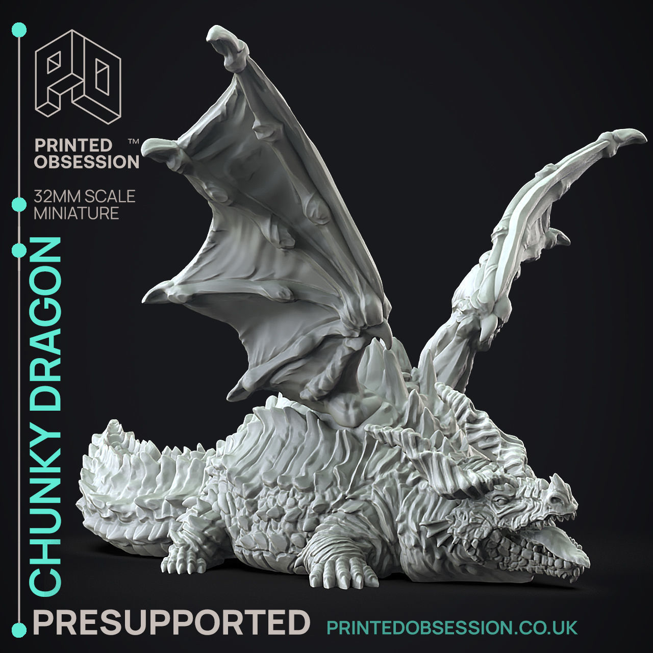 Fat Dragon - 3D Printable TTRPG - PRESUPPORTED - 32mm Scale 3D print model_1