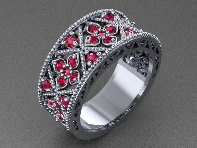 floral ring 3D print model_13