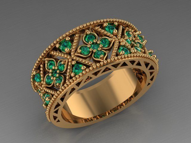 floral ring 3D print model_2