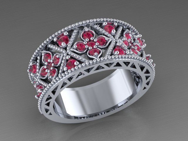 floral ring 3D print model_9