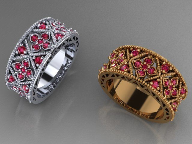 floral ring 3D print model_16