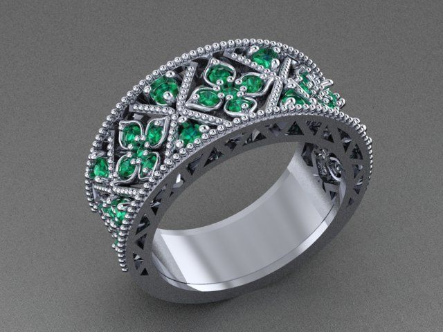 floral ring 3D print model_11