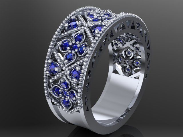 floral ring 3D print model_7