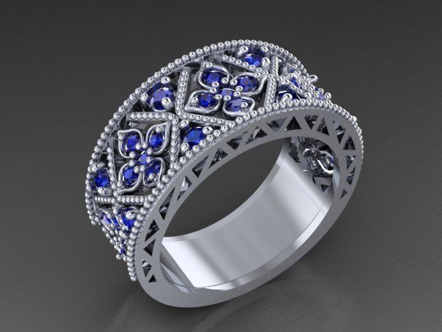 floral ring 3D print model_8