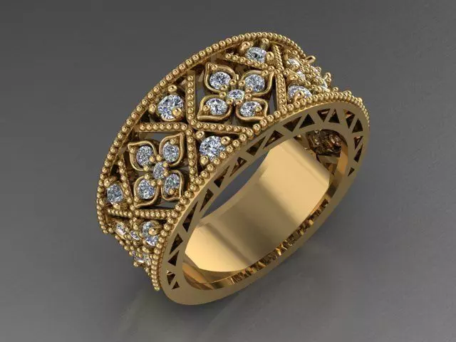 floral ring 3D print model_0