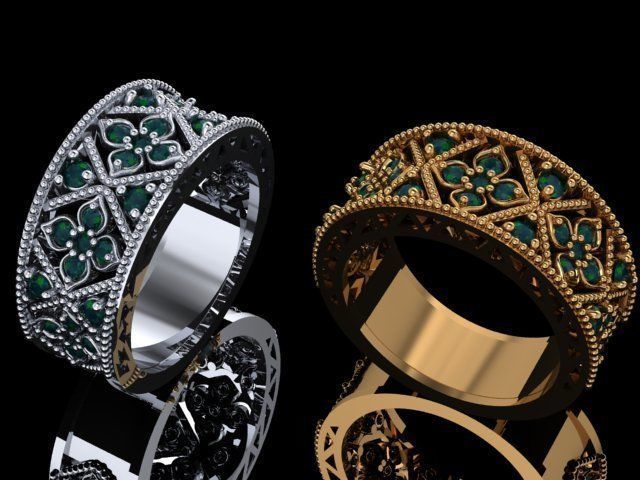 floral ring 3D print model_17