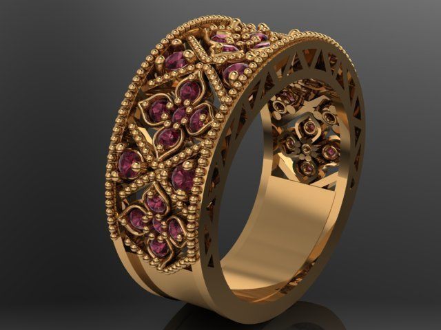 floral ring 3D print model_5