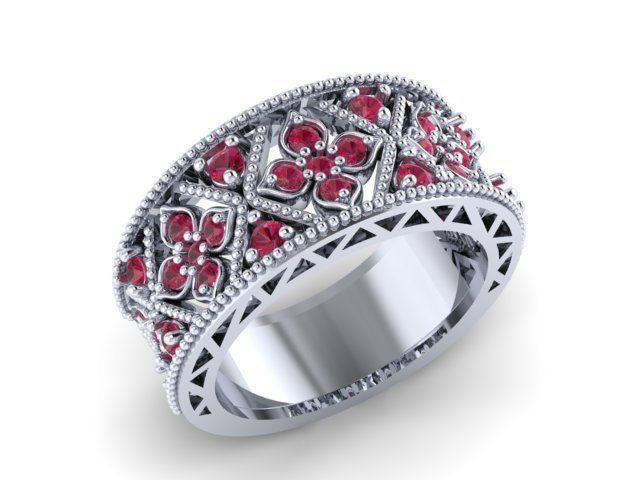 floral ring 3D print model_10
