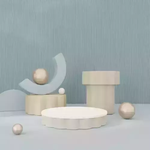 Cosmetic sky blue background and podium display 