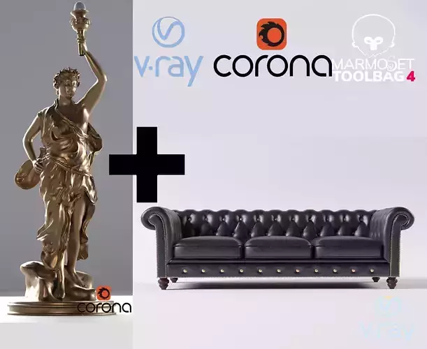 Decorative set    statue and  Sofa