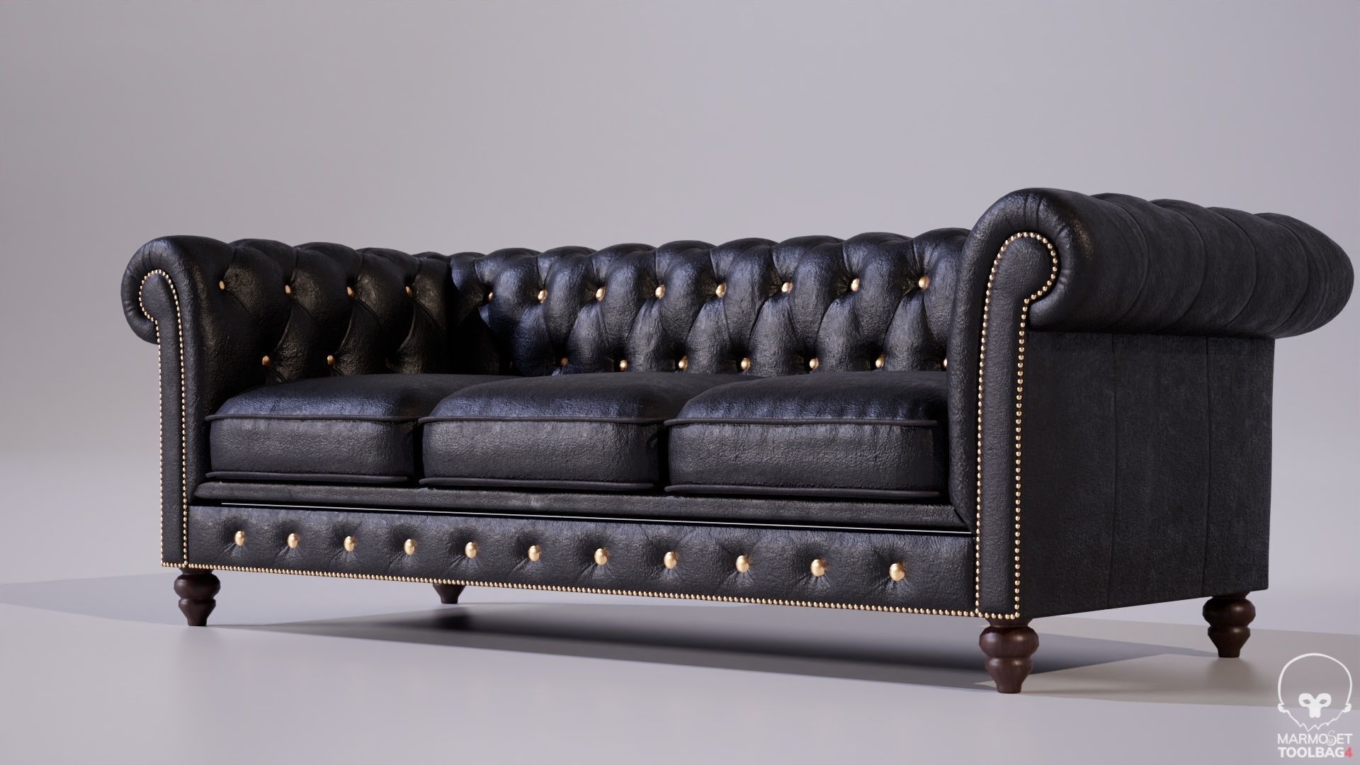 Decorative set statue and Sofa Low-poly 3D model_10