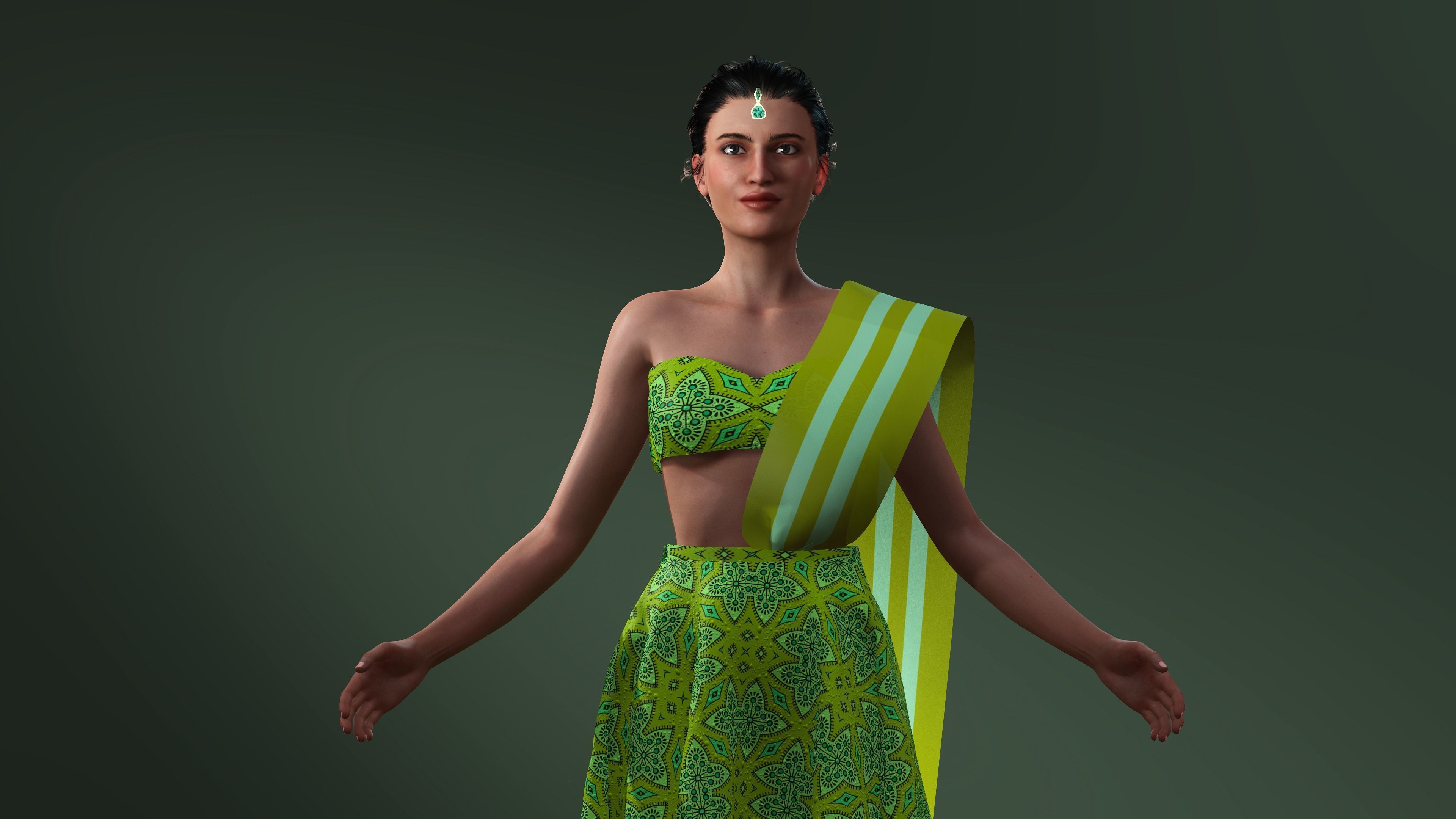 Karina-Female character Low-poly 3D model_4