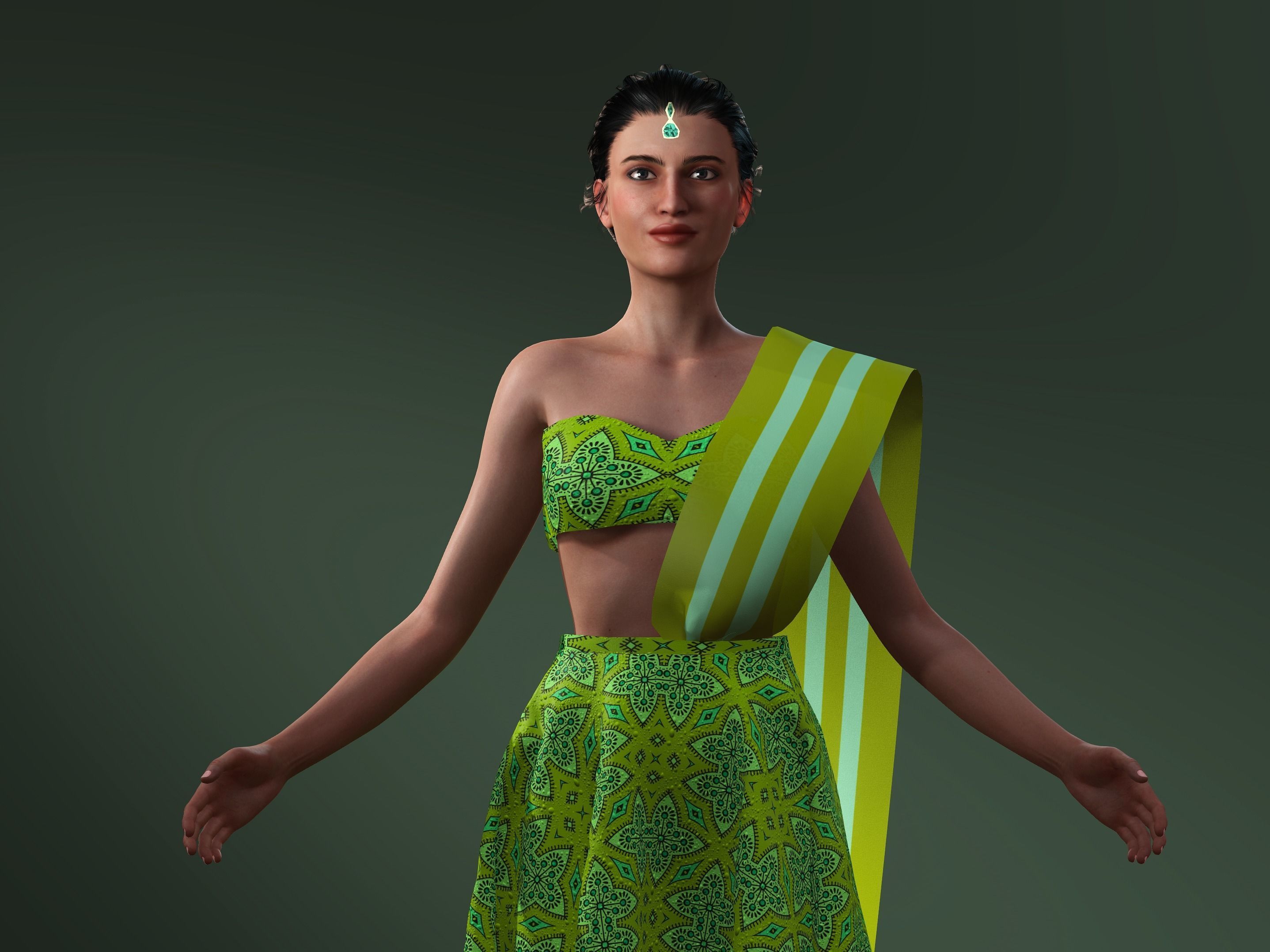 Karina-Female character Low-poly 3D model_2