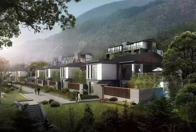 3D model of 2022 luxury fashion villa exterior 86