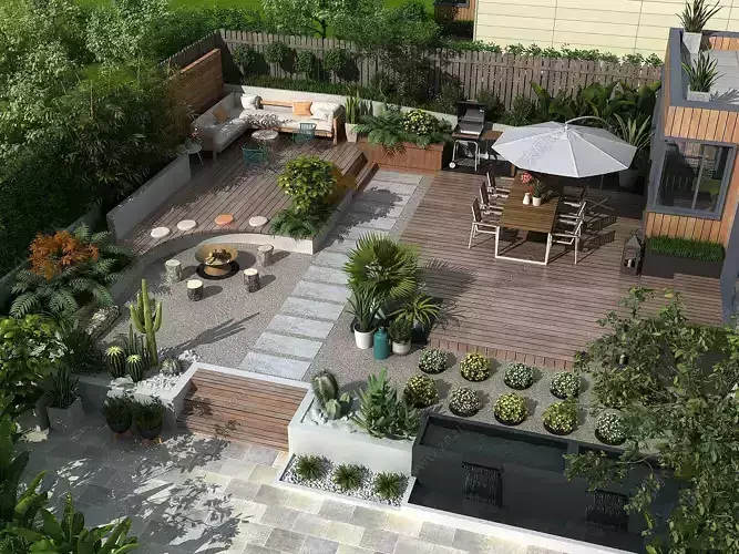 3D model of 2022 luxury fashion villa exterior 87