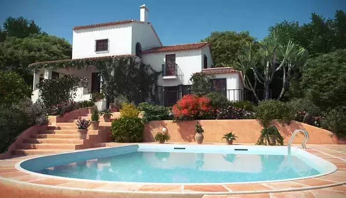 3D model of 2022 luxury fashion villa exterior 88