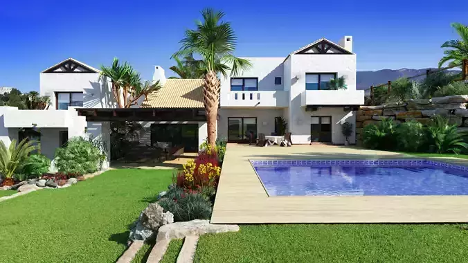 3D model of 2022 luxury fashion villa exterior 89