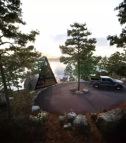 A-Frame Modern House 3D model 6