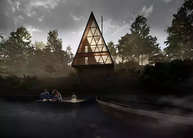A-Frame Modern House 3D model 3