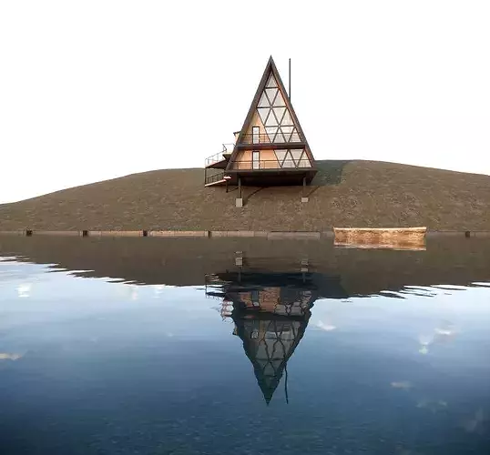 A-Frame Modern House 3D model 7