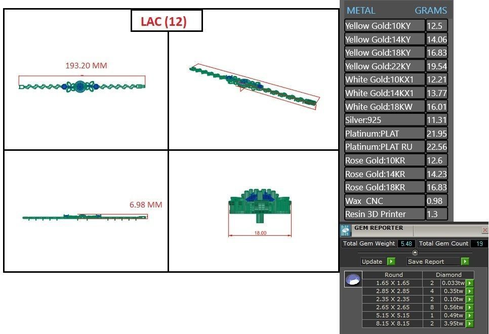 Diamond Bracelet 3D print model  3D print model_4