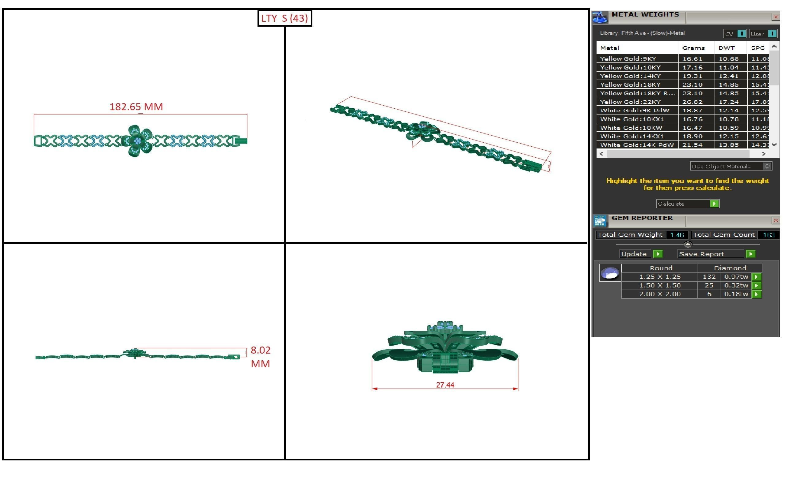 Diamond Bracelet 3D print model 3D print model_2