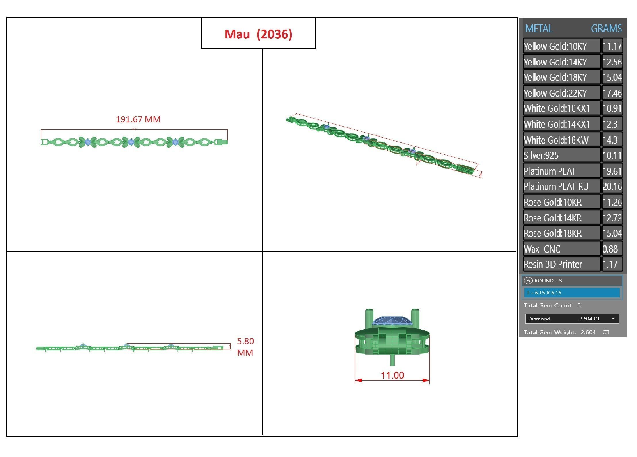 Diamond Bracelet 3D print model  3D print model_1