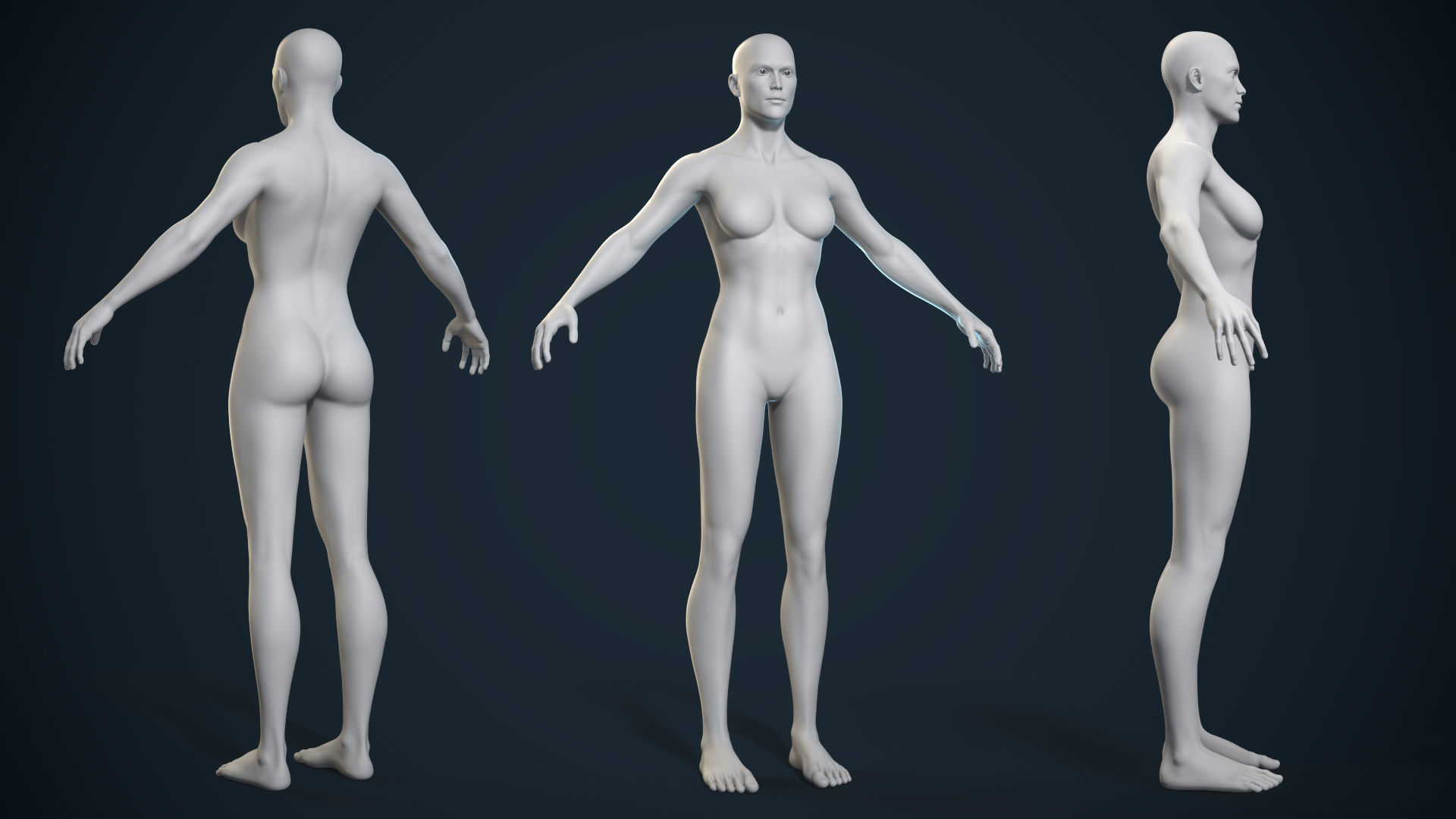Female Basemesh - Game Ready Low-poly 3D model_1