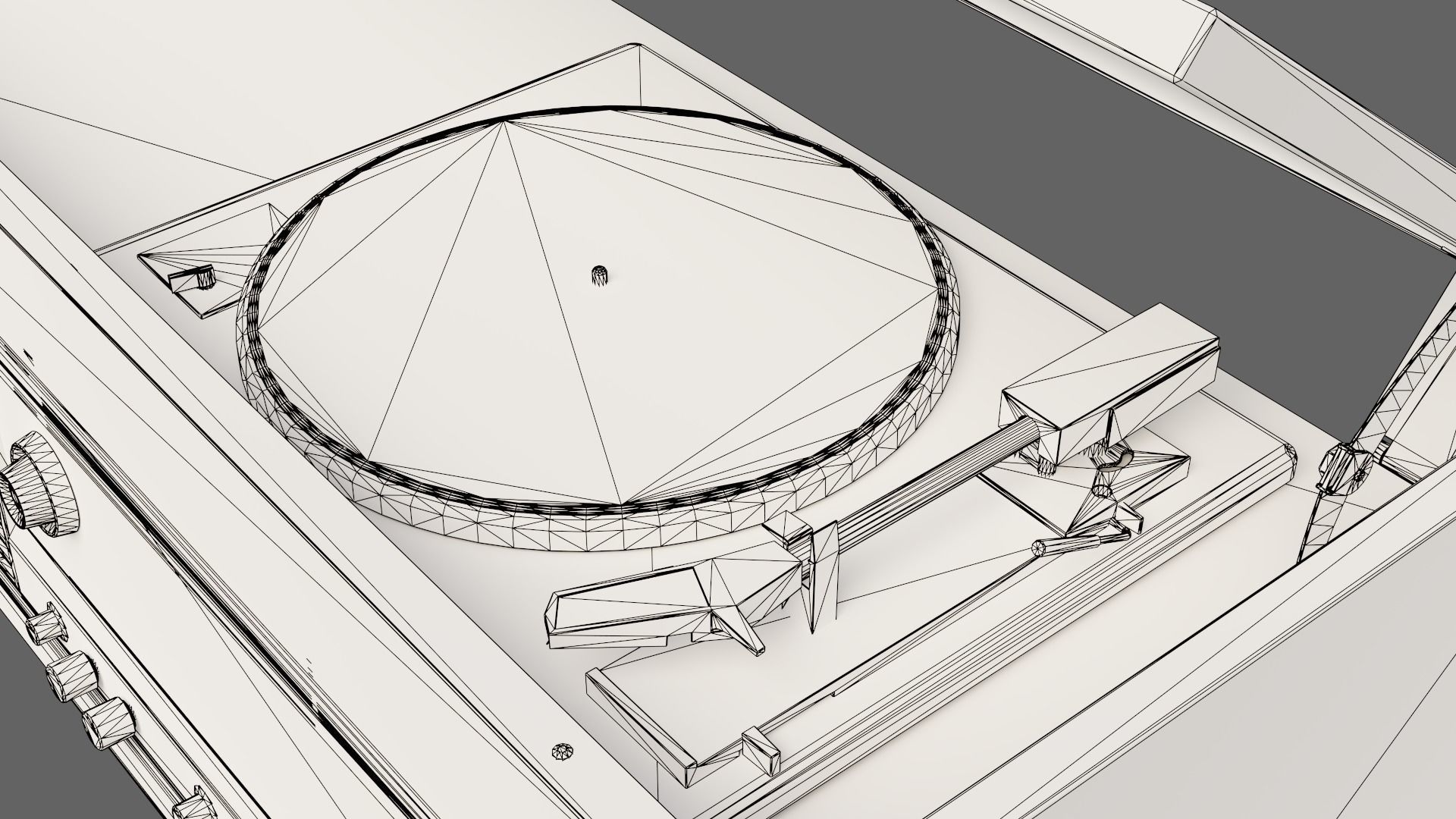 Radiola Ural 114 Vinyl Player Low-poly 3D model_8