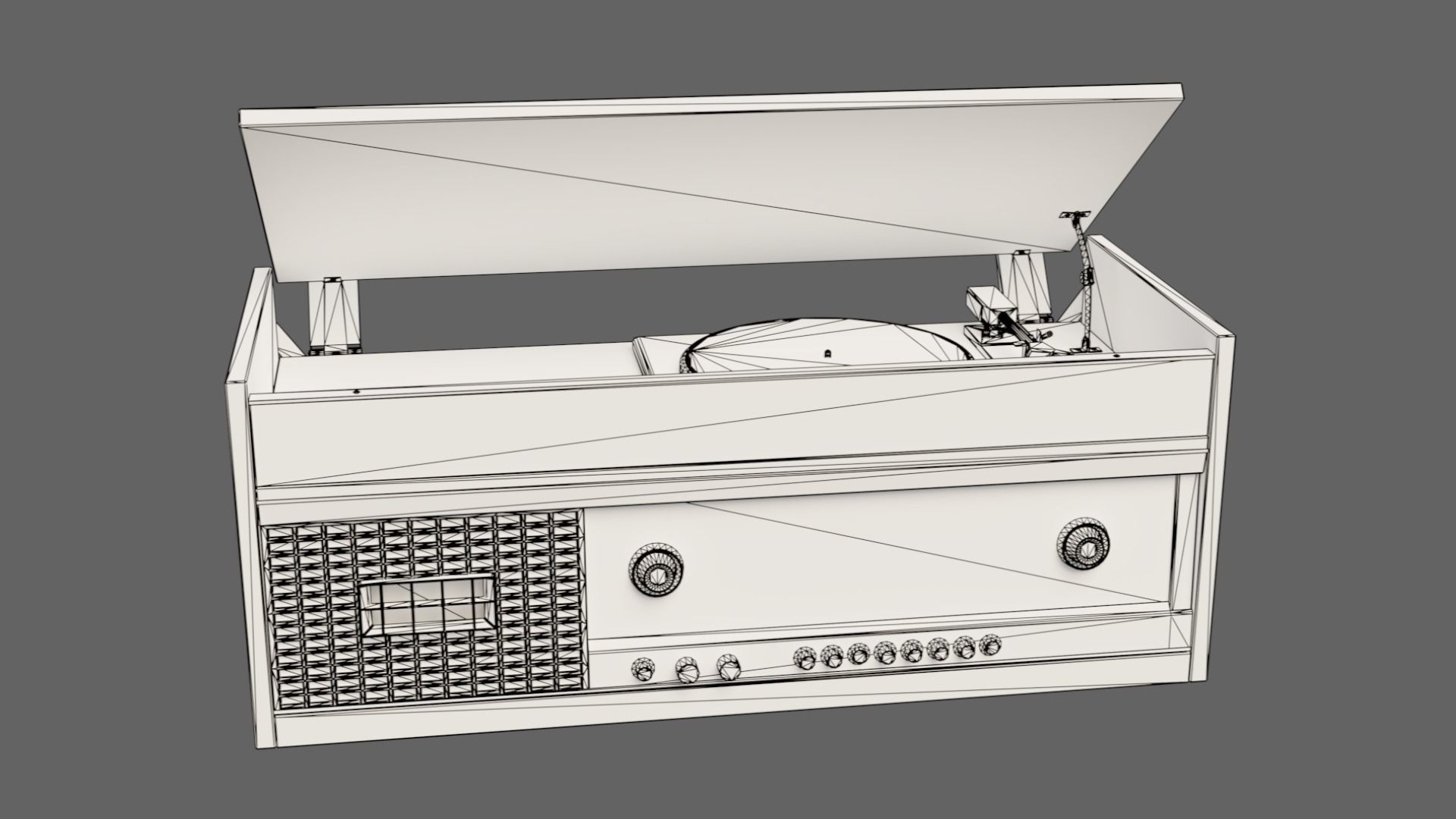 Radiola Ural 114 Vinyl Player Low-poly 3D model_7