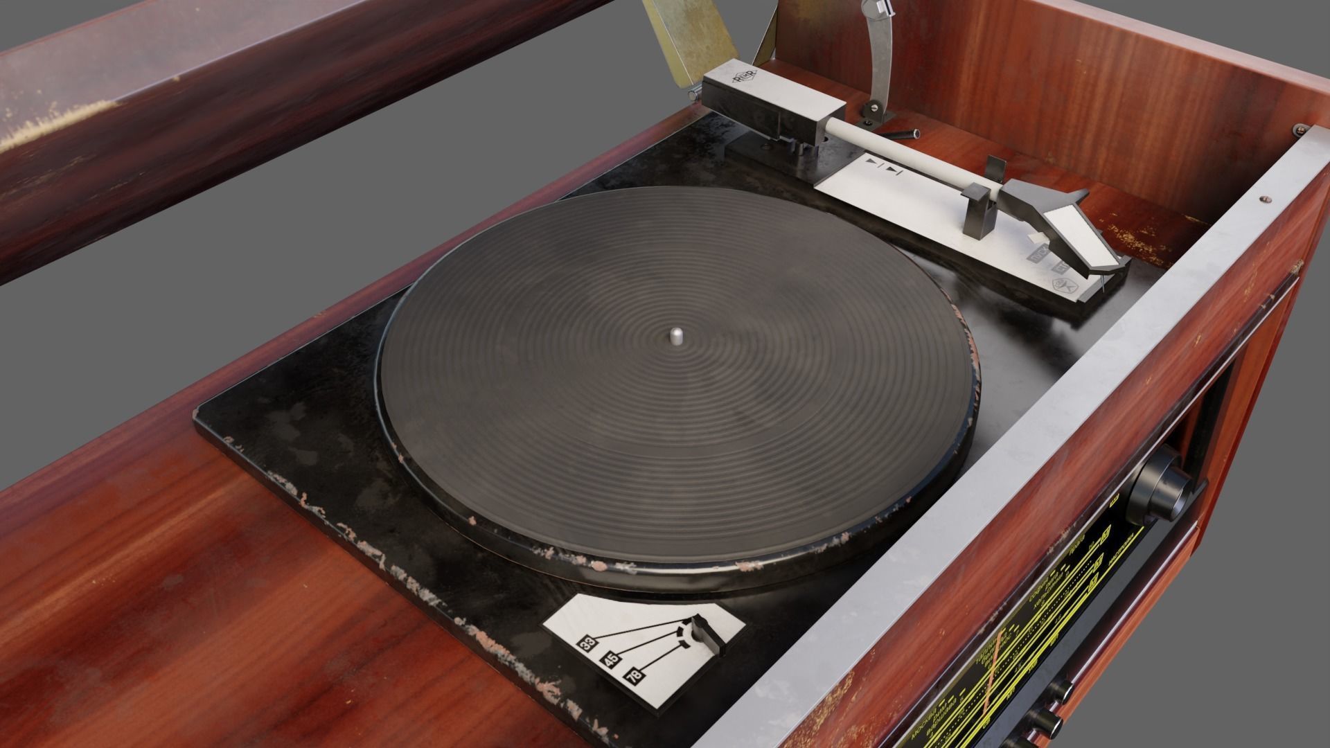 Radiola Ural 114 Vinyl Player Low-poly 3D model_4