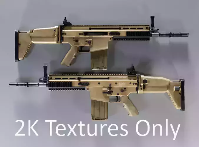SCAR-H Assault Rifle Low-poly 3D model