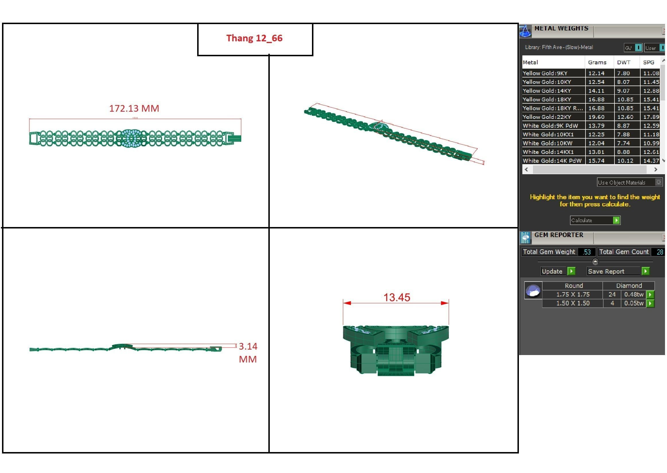 Diamond Bracelet 3D print model  3D print model_5