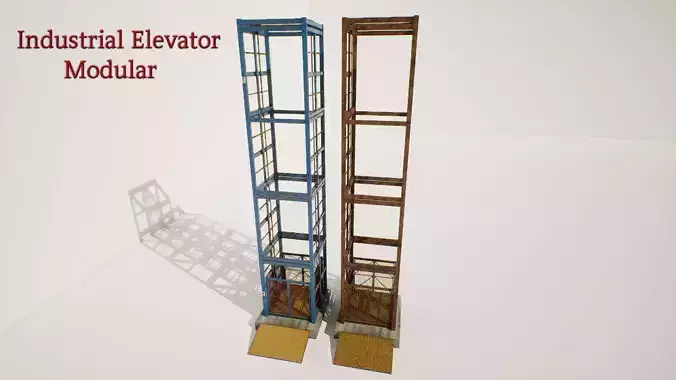 Industrial Elevator Modular Low-poly 3D model