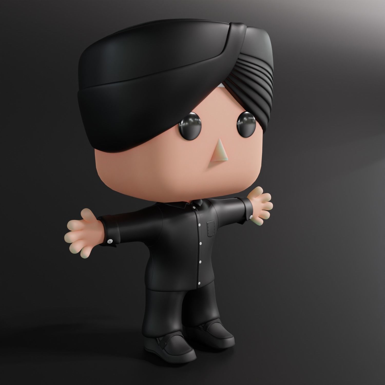 Indian Funkopop  Low-poly 3D model_7